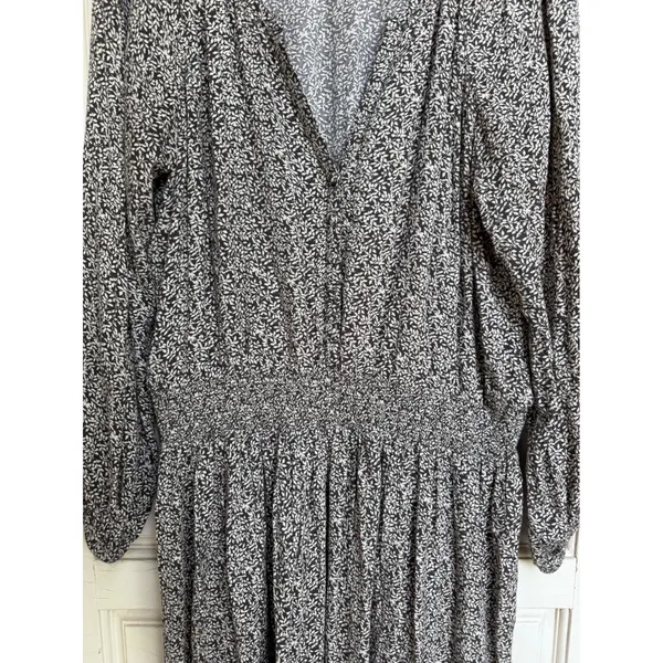 Faherty Womens Floral Print Long Sleeve Smocked Waist V Neck Mini‎ Dress Size XL - Image 3
