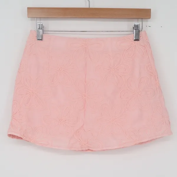 Musera Skirt Womens S Pink Floral Embroidered Mini Excellent - Image 4