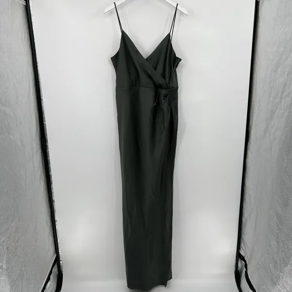 BHLDN Size 14‎ Freya Satin Charmeuse Maxi Slip Dress Moss Green Bridesmaid NWT - Image 3