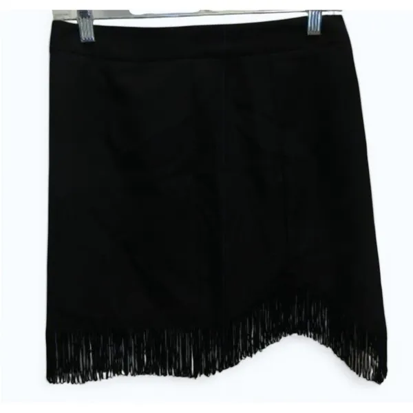 Altar'd State Shania Fringe Mini Skirt Womens M Black Western Cowgirl NWT - Image 2