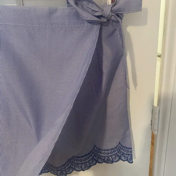 Women’s wrap skirt, striped and embroidered on the bottom - Image 2