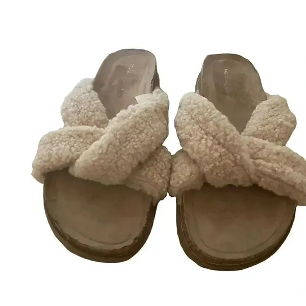 Treasure & Bond Beige Casual Wedge Slide Slippers Fabric Upper 1 Inch Beach 8 M - Image 2