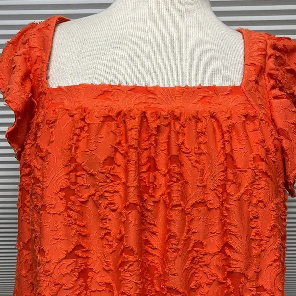 LC Lauren Conrad NWT Coral Ruffled Sleeve Square Neck Cross Back Top - Image 4