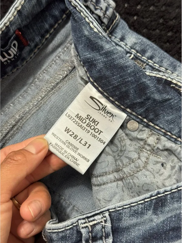 Silver Jeans Co Women’s Suki Mid Rise Bootcut Jeans Blue Dark Wash Size 28 - Image 4