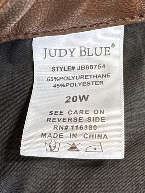 NWT Judy Blue Faux Leather Tummy Control High Rise Straight Pants Brown Size 20W - Image 7