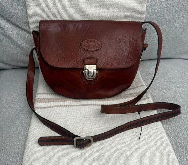Vintage Oroton Brown Genuine Leather Crossbody Bag Handbag Australian Rare - Image 2
