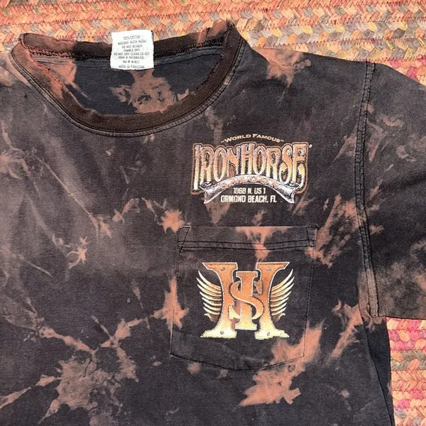 Well Worn Distressed Vintage Acid Wash Iron Horse Motorcycle Tee - Image 4