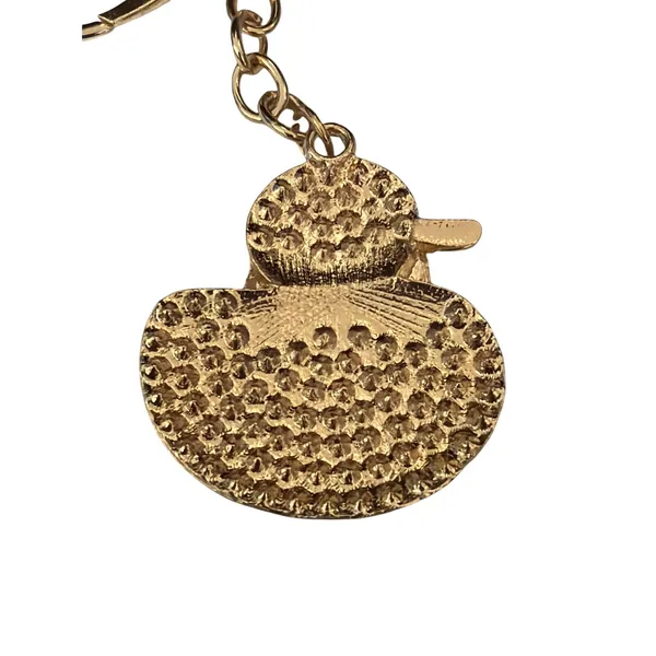 Rhinestone Ducky Bag Tag Key Ring Charm White - Image 4
