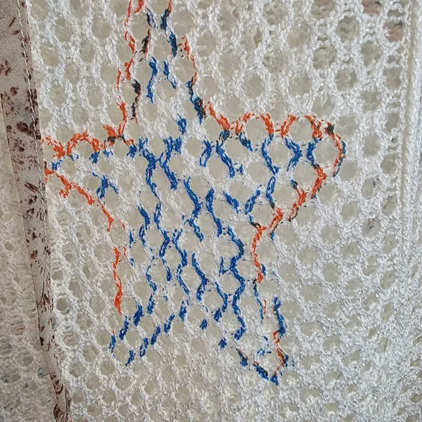 POL White Mesh Star Crochet Hoodie with Blue and Orange Accents - Image 14