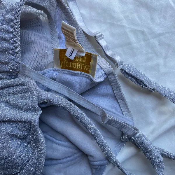 Vintage y2k Victoria’s Secret Gold Label Silver Glitter Lingerie Bodysuit M - Image 6