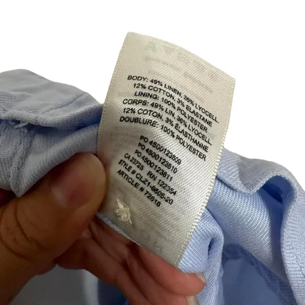 Babaton Blue Linen Blend Button Front Smocked Midi Dress Size‎ 6 Summer Coastal - Image 6