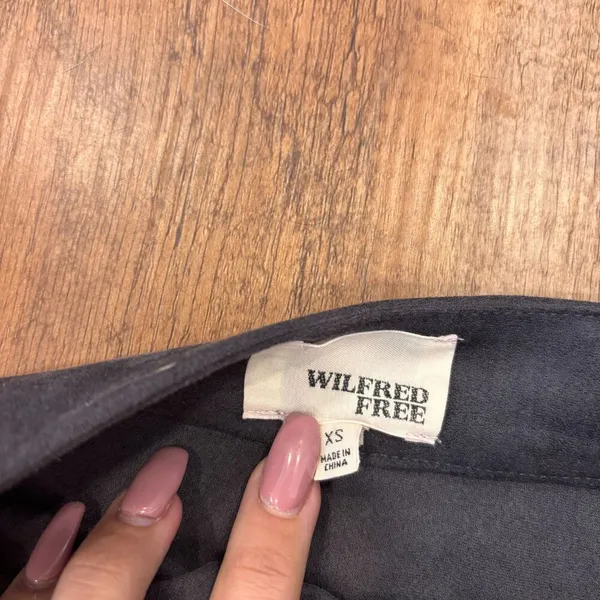 Artizia WILFRED FREE Nescher Mini Skirt Gray Faux Wrap Suede Pull On Sz XS - Image 3