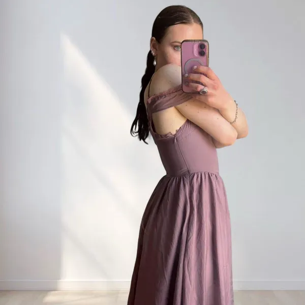 Mauve dress with lace trim Purple - Image 4