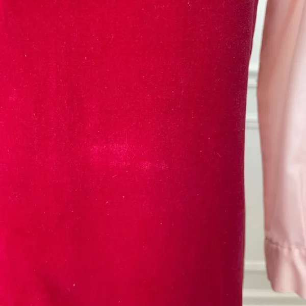 Vintage 60s Red Velveteen Shift Dress Pink Cropped Blouse XS - Image 6