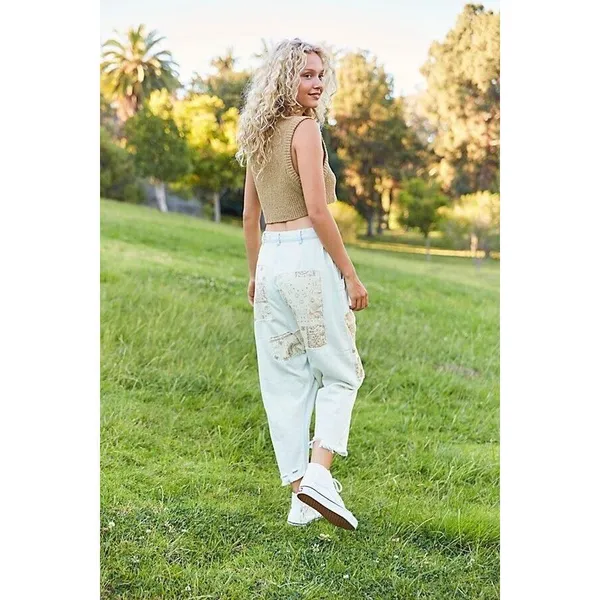 Free People North Star Patched Harem Jeans Size 27. B-3 - Image 2