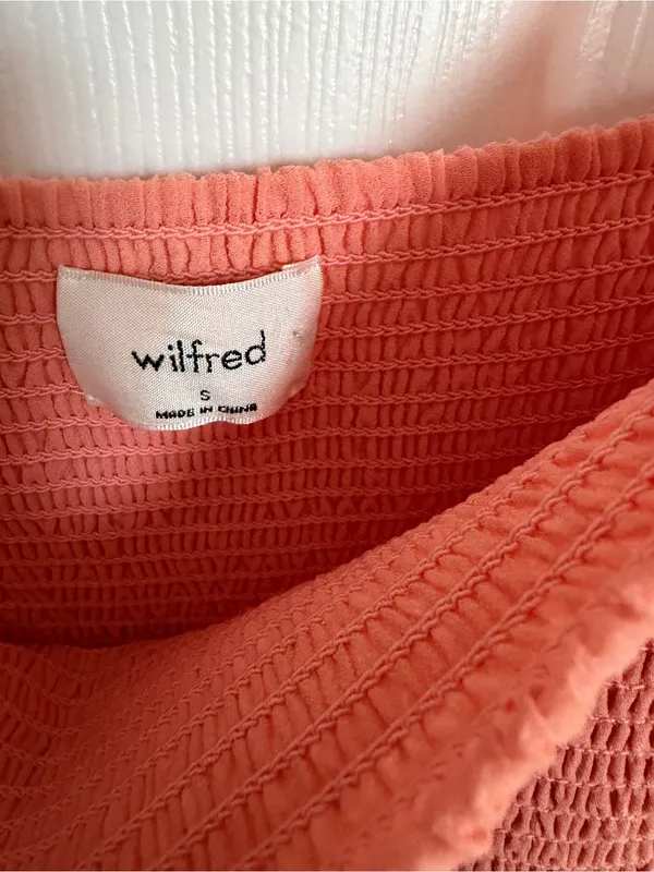 Wilfred Aritzia Tempest Mini Dress Sheer Puff Sleeves in coral small - Image 5
