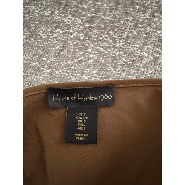 House of Harlow Bronze Brown Midi Autumn Wedding Guest Dress Size Small Slip - Image 3