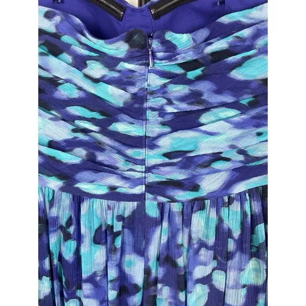 Banana Republic Blue Chiffon‎ 100% Silk Sweetheart Neck Strapless Dress Size 8 - Image 8