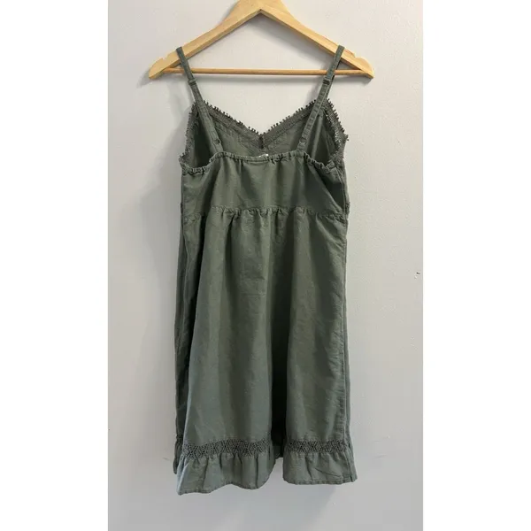 ⁠Converse One Star Sage Green Linen Blend Lace Trim Mini Dress Medium Y2K - Image 3