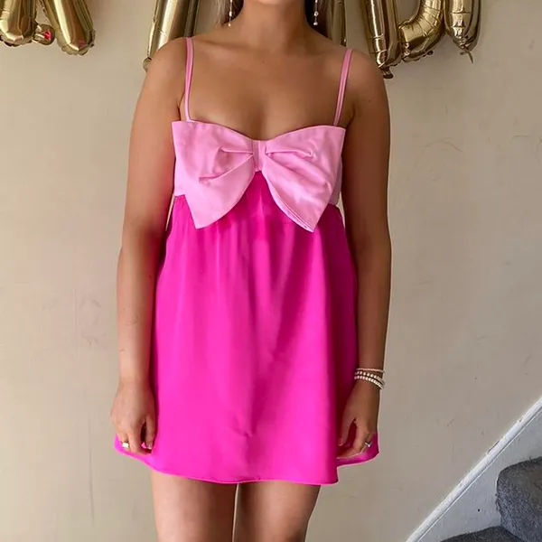 Show Me Your Mumu Pink Bow Mini Dress - Image 3