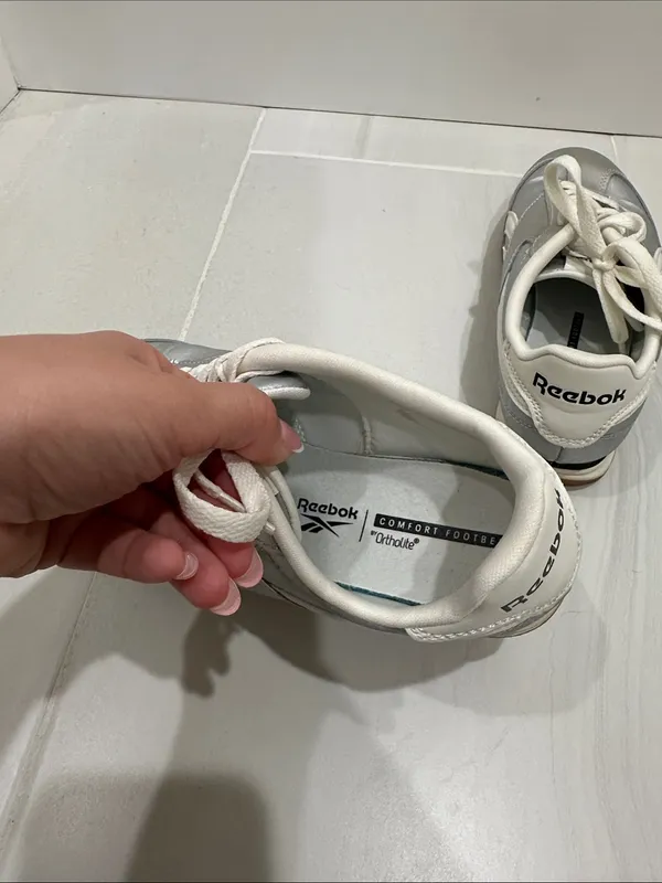 Reebok Women's Metallic Silver and Cream Sneakers - Image 14