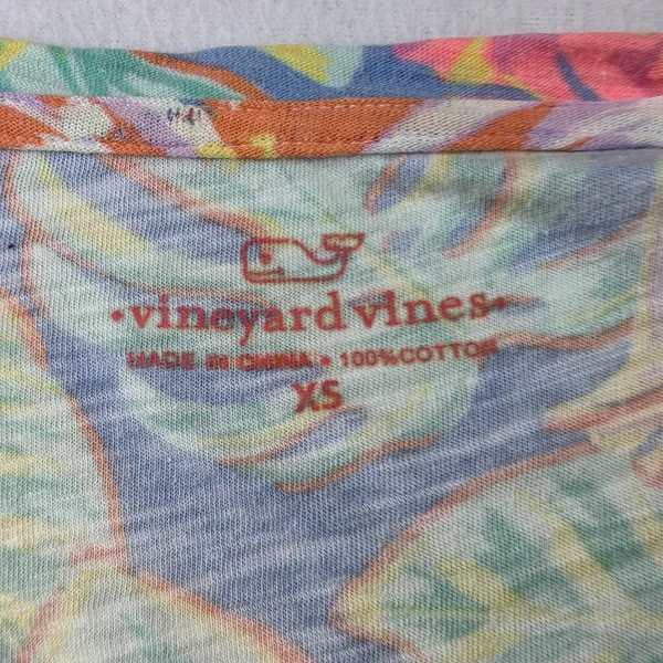 Vineyard Vines Womens Tropical Floral Seashell Cotton T-Shirt Dress Blue XS - Image 2