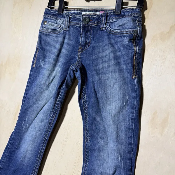 Aeropostale Hailey Skinny Flare Jeans Womens 3/4 Short Y2K Low Rise Blue - Image 2