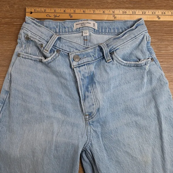 Abercrombie & Fitch The Dad Jeans Women 24 00S Curve Love High Rise Light Wash - Image 3