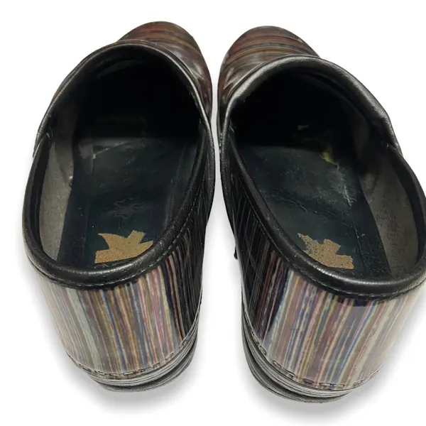 Dansko Womens Shoes 40 9.5 10 Striped Print Gold Copper Black Closed Back Clogs‎ - Image 5