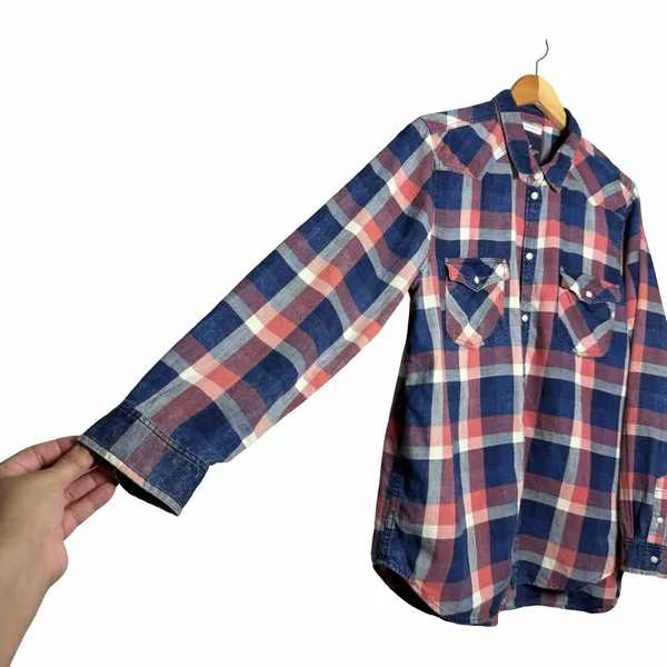 American Eagle Boyfriend Fit Shirt Womens XL Plaid Snap Button Western Cowgirl - Image 8
