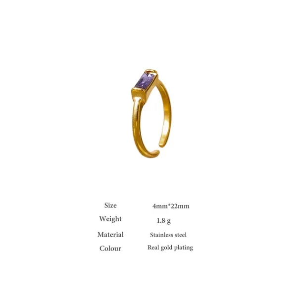 Dainty Gold and purple stacking ring - Image 3