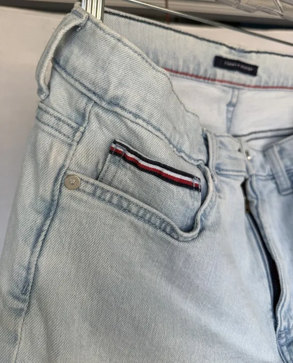 Tommy Hilfiger Light Wash Patchwork Straight Leg Jeans Size 12 - Image 3