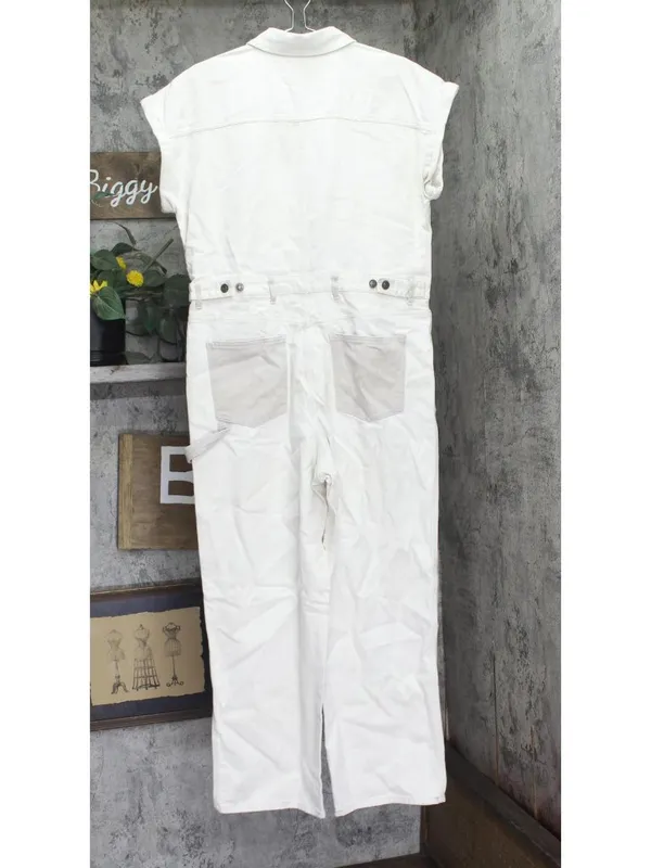 Woolrich X TGT Short Sleeve Western Denim Jean Jumpsuit Cream Off White 10 - Image 2