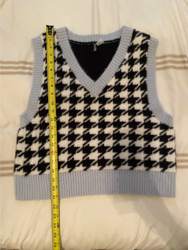 H&M Sweater Vest V-Neck Blue Size L - Image 5