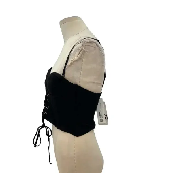 Zara Corset Tank Top Bralette Lace Up Sweetheart‎ Shirred Black Size Medium - Image 5