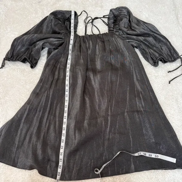 Free People Womens Grey Metallic Mara Puff Sleeve Dress S Emo Grunge Festival - Image 4