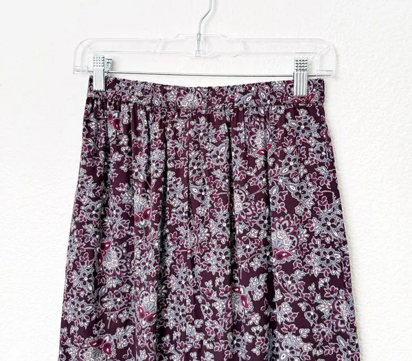 [Abercrombie & Fitch] Purple Floral Paisley Print Lace Trim Midi Skirt Sz Medium - Image 4