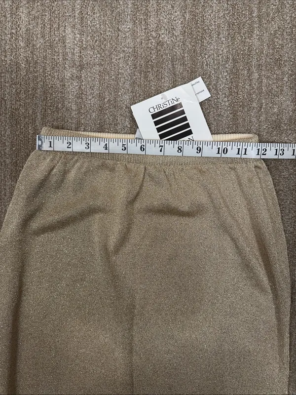 Christine Thomson Gold Unlined Deadstock Midi Skirt Vintage Women Size Medium - Image 3