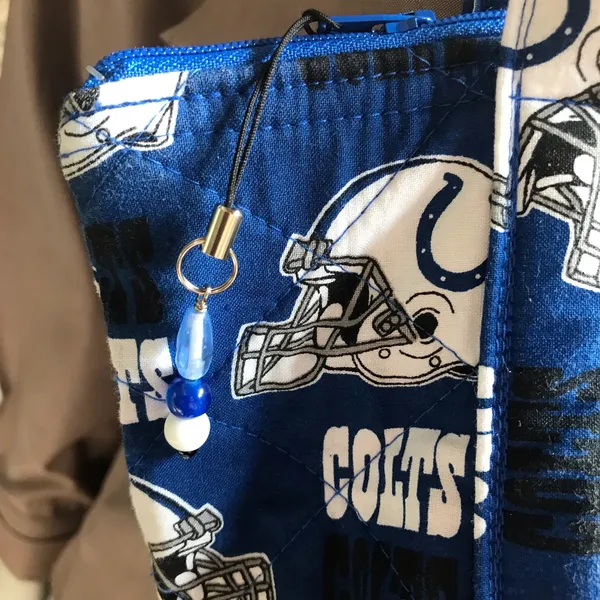Indianapolis Colts Zipped Fabric Blue White Purse Bag with Interior Pockets - Image 3