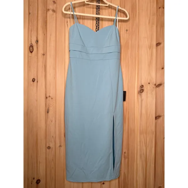 NWT Lulus Stun and Done Light Blue Sleeveless Bodycon Midi Dress Party Size L - Image 2