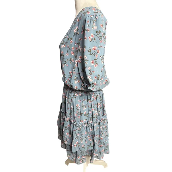 WAYF Dusty Blue Floral Mini Dress XL NWT Wedding Guest Garden Party - Image 5