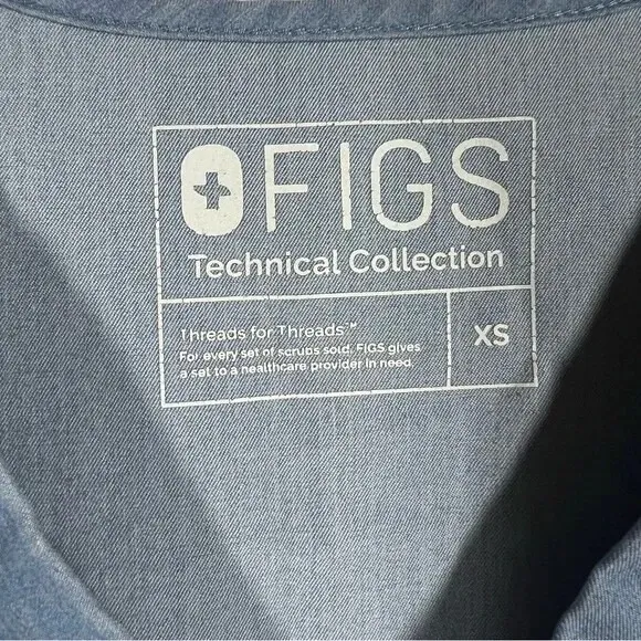 Figs Blue Casma‎ Short Sleeve V Neck Scrub Top - Image 3