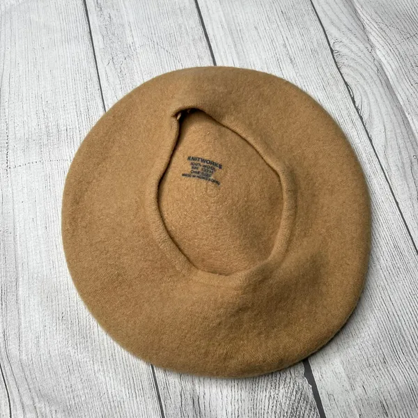 Knitworks 100% Wool Tan Cap Knit Hat - Image 5