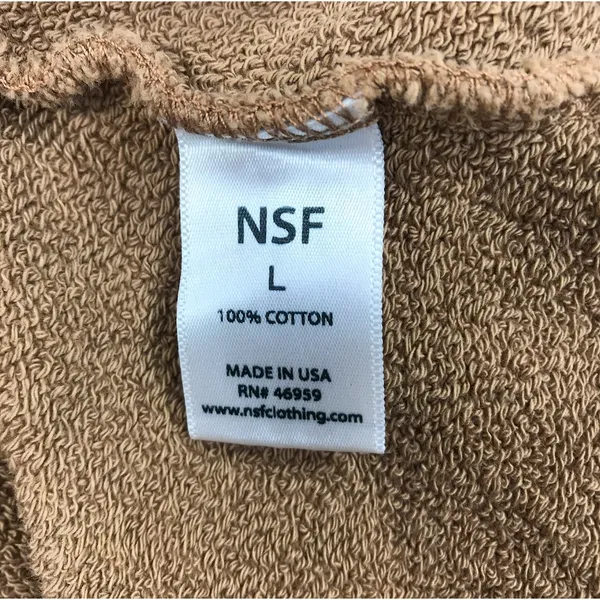 NSF Distressed Terry Hoodie Sz L Brown Oversize Chunky Cozy Boho Trendy Made USA - Image 7