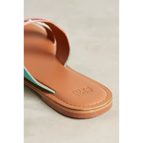NEW Anthropologie JASPER & JEERA Painted Leather Slide Sandals Brown Gold 37 - Image 12