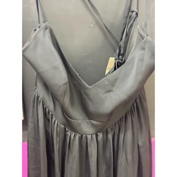 J.Crew‎ Black Satin V-Neck Lace-Up Back Maxi Dress G3513 Womens 12 NEW - Image 2