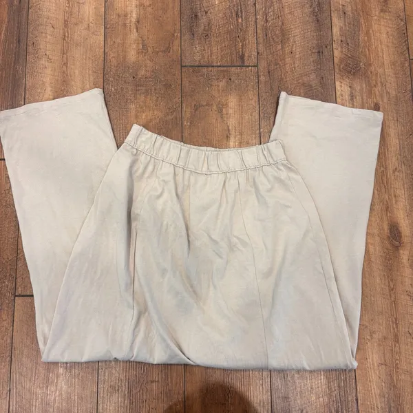 Zara Beige Slouchy Pull On Cotton Flowy Baggy Harem Drop Crotch Lounge Pants S - Image 4