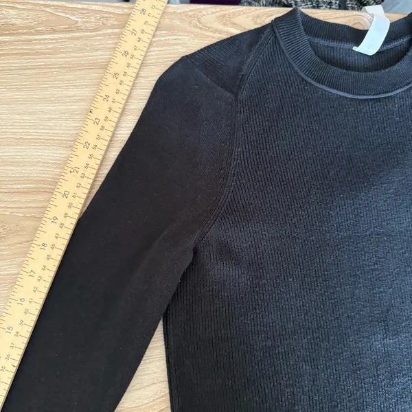 Lululemon Small Take It All Cotton Blend Sweater Crew Rib Lounge Comfy Black - Image 9
