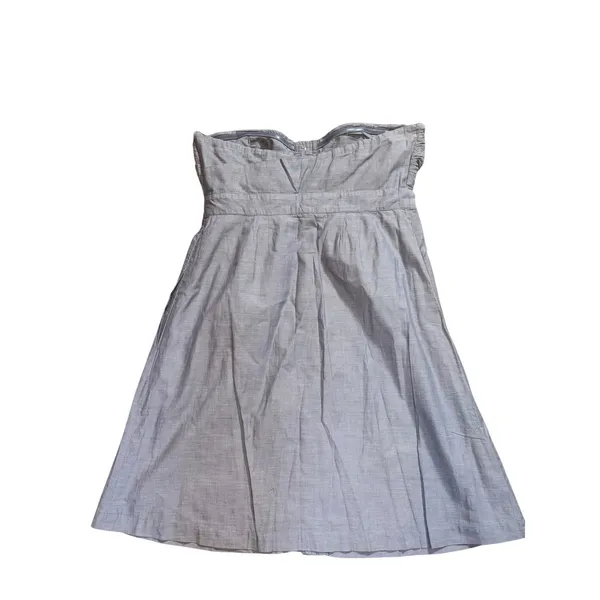 J.Crew Womens Strapless Chambray Cotton‎ Button Front Dress Blue Gray Size S - Image 2
