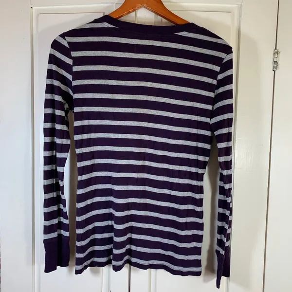 Gap Supersoft Long‎ Sleeve Striped Tee Scoop Neck Slim Fit Womens M READ - Image 7